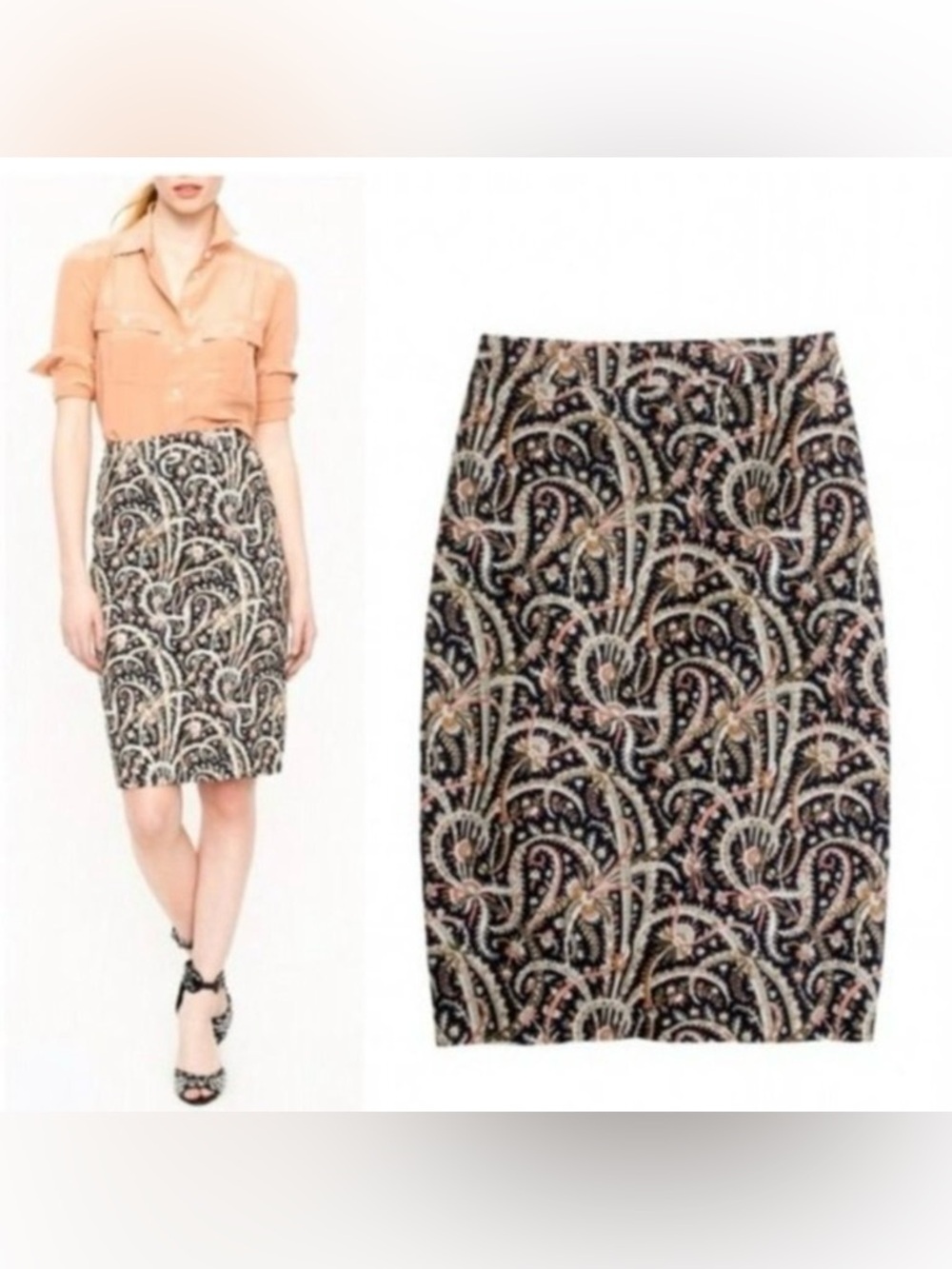J. Crew Pencil Skirt size 6 Classic Style Navy back zipper lined midi